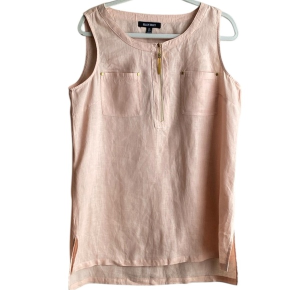 Ellen Tracy Women's Pink Linen Sleeveless Top size L - Picture 1 of 10